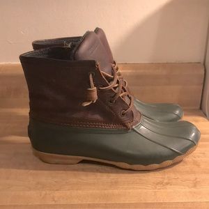 Sperry Green and Brown Duck Boots